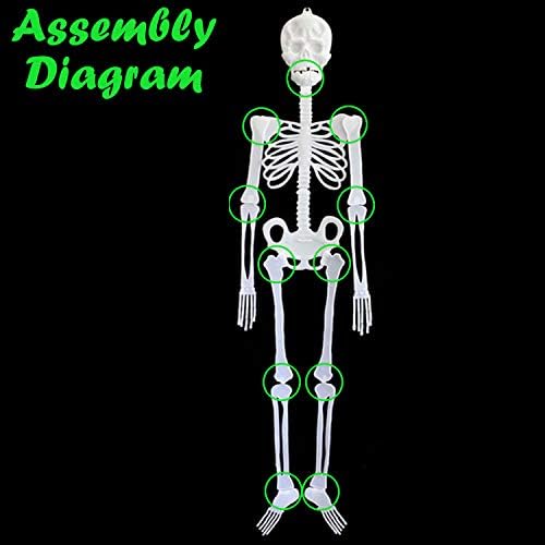 2PCS Halloween Hanging Luminous Skeleton Decorations, 60 Inch&13 Inch Full Body Glow-in-The-Dark Skeleton for Halloween Party Bar Wall Sticker Decorations Outdoor Yard Garden Hanging Ornaments Props