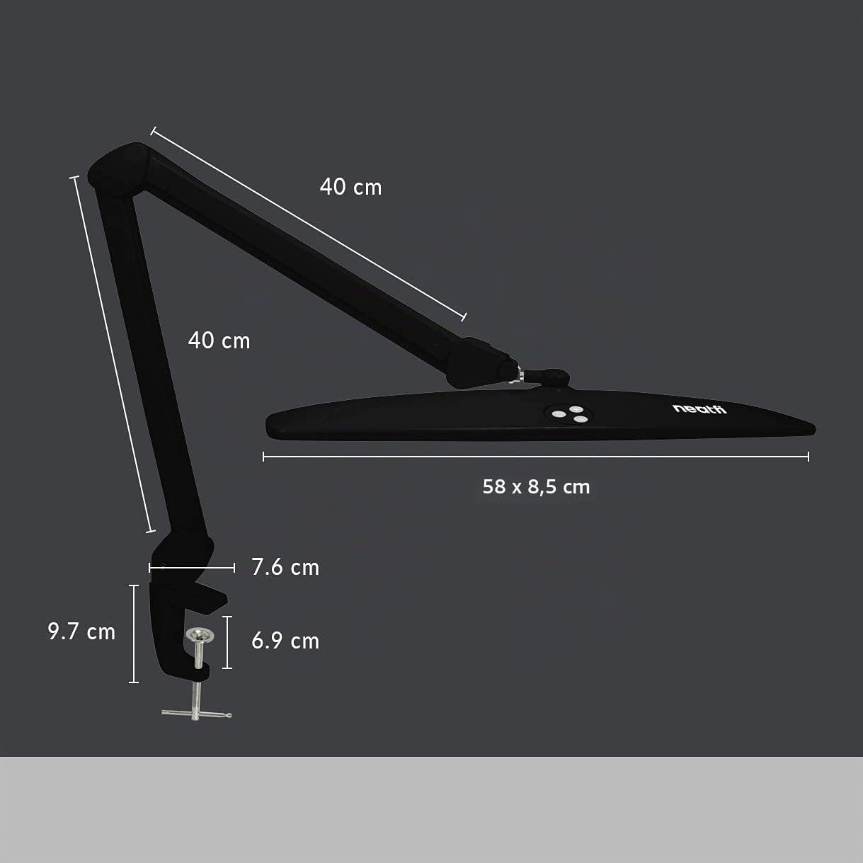 Neatfi Lampada da lavoro Elite HD XL lampada da scrivania luminosa, illuminazione Eye-Care, funzione di regolazione non polare (Nero)