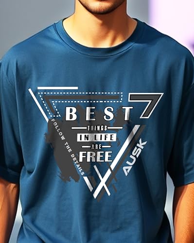 Image of AUSK T-Shirt for Mens with Round Neck Oversized Drop Shoulder