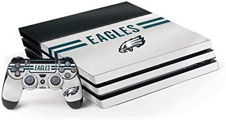 Skinit Decal Gaming Skin Compatible with PS4 Pro Console and Controller Bundle - Officially Licensed NFL Philadelphia Eagles White Striped Design