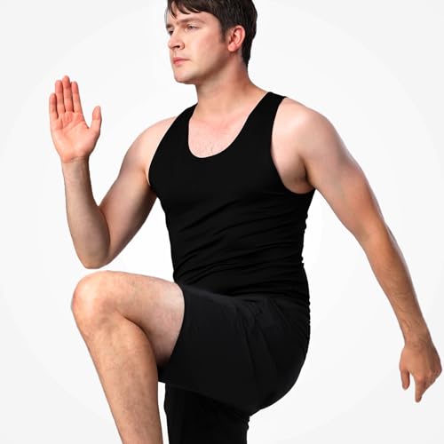 HYCOPROT 3 Pack Men's Athletic Compression Shirt Breathable Sleeveless T-Shirt Muscle Quick Dry Workout Tank Top for Fitness Running Training (Black, S) - Image 4