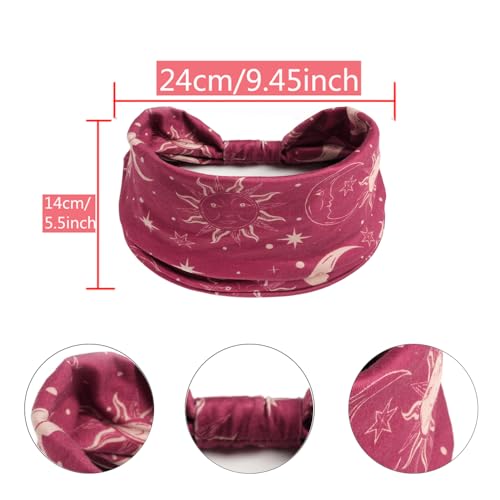 breit für Stirnbänder - Detailansicht von 6Pcs Boho Bandana Haarbänder Vintage Frauen – Dealfoxx.de
