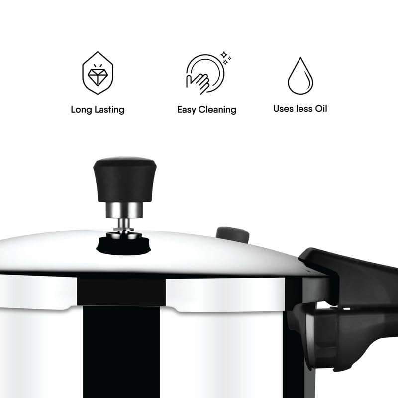 Image of Stahl Xpress Triply 2.5 Liters Broad & 3 Liters Tall Pressure Cooker Combo | Stainless Steel Outer Lid Induction and Gas Stove Compatible | 5 Years Warranty