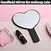 TBWHL Heart-Shaped Travel Handheld Mirror, Cosmetic Hand Mirror with Handle, Cute Hand held Mirror for Shaving Single-Sided Portable Travel Vanity Mirror for Men & Women (Black, 1Pack)