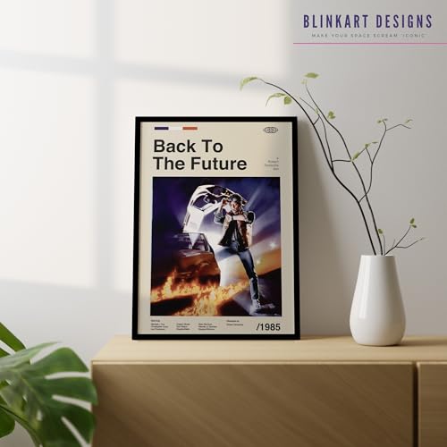 Image of BLINKART Back To The Future Movie Poster Frame 12x18 Inch | Premium 300 GSM Paper Wall Print | Mid Century Vintage Film Artwork for Home, Bedroom, Living Room, Office | Framed Photo Decor