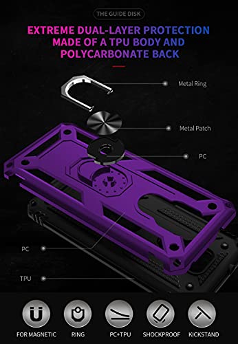YZOK Compatible with Moto G Play Case,with HD Screen Protector,[Military Grade] Ring Car Mount Kickstand Hybrid Hard PC Soft TPU Shockproof Protective Case for Motorola Moto G Play 2021 (Purple) - Thumbnail 5