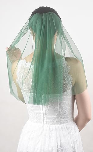 FANFAN Bachelorette Veil Sparkle Fun Party Veil Bride to Be Gift Bridal Shower Bridal Veil Glitter Bridal Veil for Women and Girls Y066 (Green)