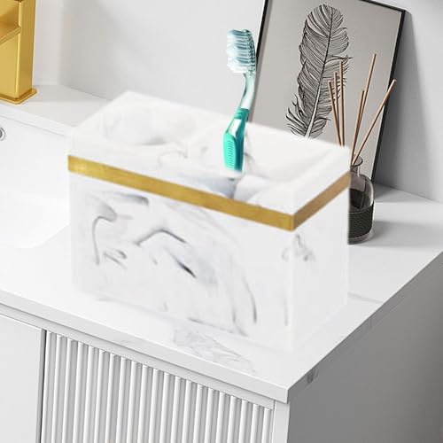Rangement coiffeuse blanc en résine avec compartiments de rangement - 5