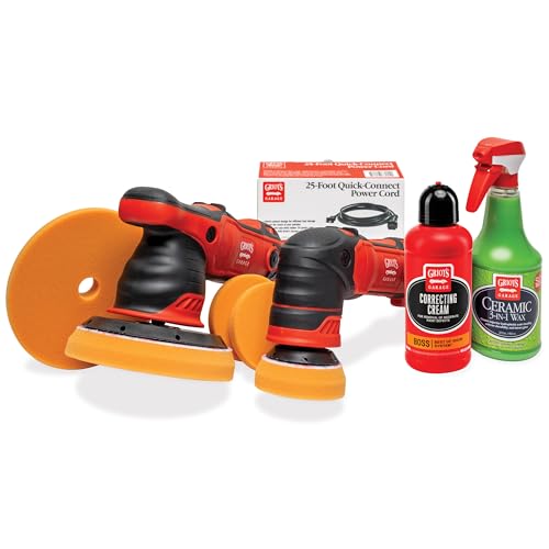 Image of Griot's Garage G8 and G9 Orbital 2-Step Ceramic Kit, Includes Two Orbital Polishers for Car Detailing, BOSS Correcting Cream, 6.5 inch and 3 inch Correcting Pads, and Ceramic 3-in-1 Wax