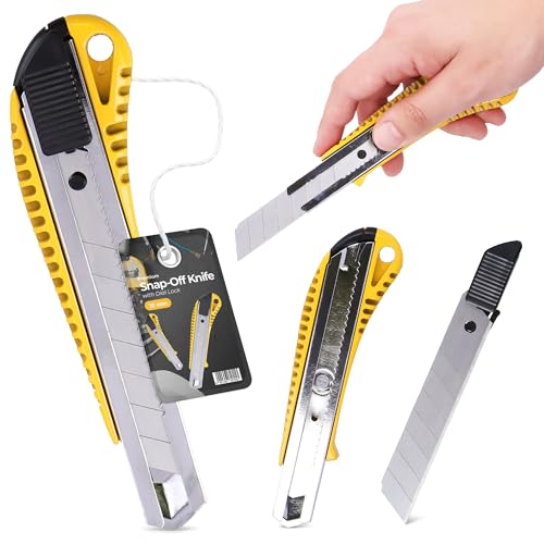 Couteau Tapis 18 mm Cutter Couteau À Paquet Carton Feuille Lame Métallique À Film Universel Professionnel Multi-Usage Multifonctionnel Précision