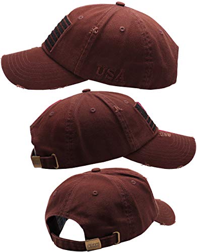 Image of Antourage American Flag Unisex Baseball Hat for Men and Women | USA Flag Mesh Snapback Flat Visor Cap + 2 Patriotic Patches
