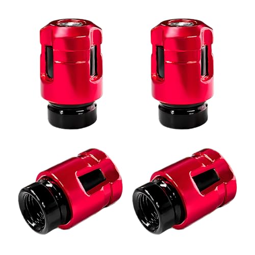 Yourkar 4 PCS Car Tire Valve Stem Caps Unique Shape Aluminum Alloy Wheel Valve Covers Corrosion Resistant Leak-Proof Tire Valve Stem Cover Universal Vehicle Wheel Accessories (Red)