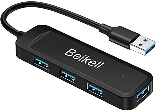 Beikell USB 3.0 Hub, 4-Port USB Hub Ultra-Slim Data Hub with LED Indicator High Speed for Macbook, Mac Pro/mini, iMac, Surface Pro, XPS, USB Flash Drives, Notebook PC, Mobile HDD, etc.