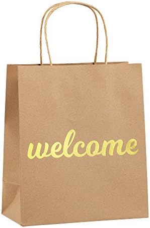 Welcome Bags for Wedding Guests - Premium Quality Kraft Paper Bags Bulk Perfect as Wedding Welcome Bags for Hotel Guests - Excellent to Present Wedding Favors for Guests (50-Pack)