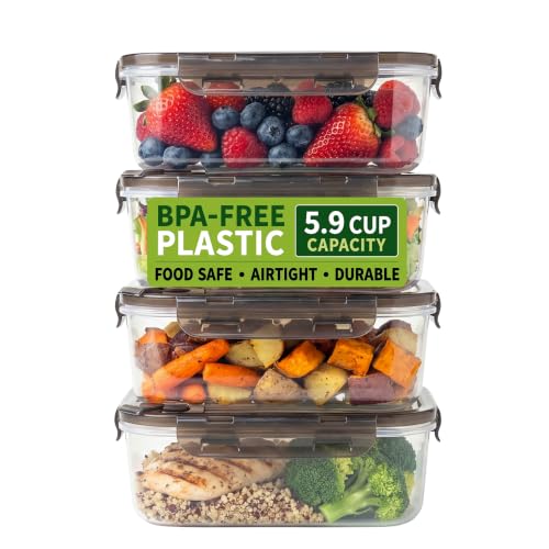 Image of Meal Prep Containers Reusable with Lids - 4 Pack Airtight Vented
