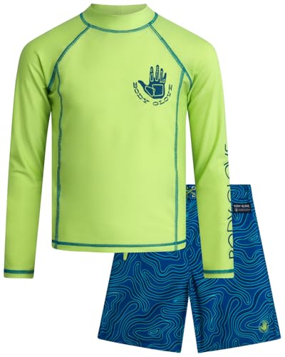 Image of Body Glove Boys Swim Set - 2 Piece Boys Swim Trunks with Rash Guard UV Protection Swimsuit Kids Bathing Suits (Sizes 4-12)
