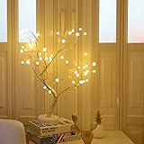 Huapa 36 LED Lámpara De Mesa De La De La Luz del árbol De Los Bonsais, Decorativa Lámpara De Mesa De Estilo Bonsái Lámpara De Navidad con Alimentado por Batería O USB 20Inch Sin Batería