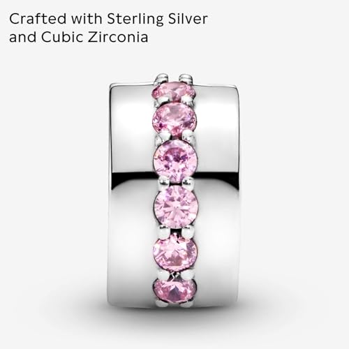 PANDORA Pink Sparkling Row Clip Charm - Gift for Her - Compatible Moments - With Gift Box - Sterling Silver with Cubic Zirconia4