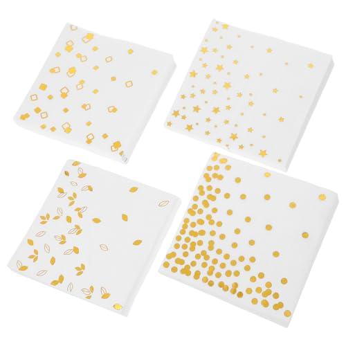 Servilletas de papel blanco con foil dorado elegante para cenas