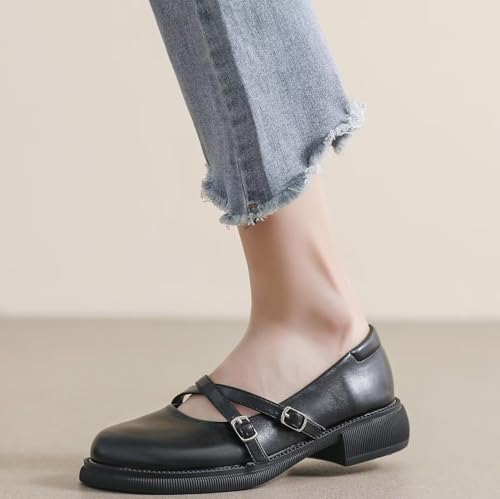 TN TANGNEST Womens Mary Jane Shoes Round Toe Hollow Strap School School Uniform Dress Shoes4
