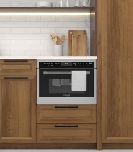 Image of KoolMore Reserve 24 in. 1.6 cu. ft. Built-in Convection Microwave Oven with 10 Power Levels, Sensor Cooking, Bake, Roast, Broil, 1750 Watts with NEMA 5-20P Plug, UL Certified in Black Stainless-Steel