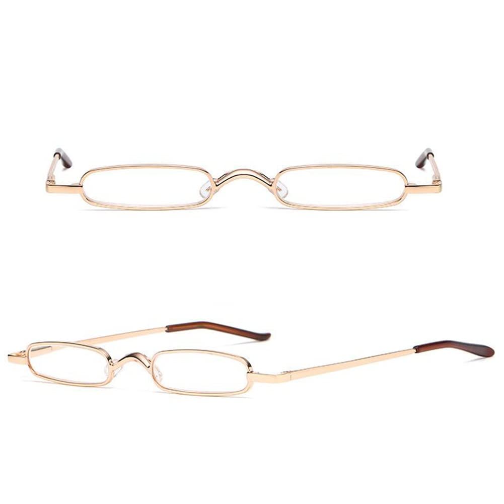 TBHOME Slim Mini Metall -Lesebrille, Tragbare Federscharnier -Leser Mit Stiftclip -Hülle, Hell, Langlebig Und Komfortabel/Gold/2