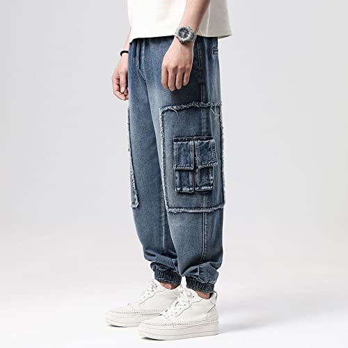 Men's Baggy Jeans Hip Hop Cargo Loose Fit Skateboard Denim Pants S-6XL3