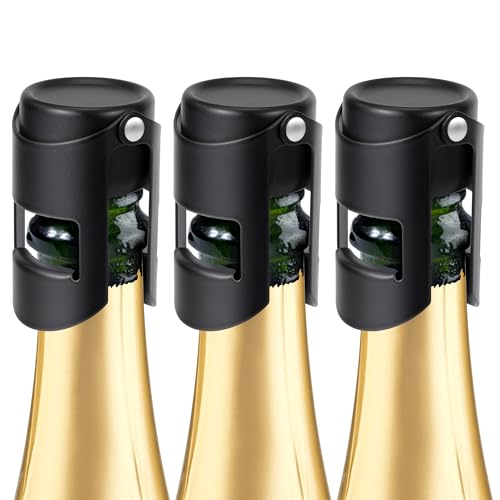Tapones de champán, juego de 3 tapones de botella de vino espumoso, de acero inoxidable, crea un vacío, antifugas, mantén frescos, guarda burbujas para sellar tus botellas de Prosecco o vino