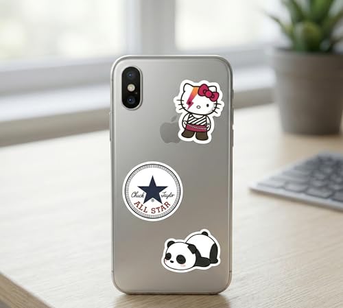 Image of 75pcs Cute Aesthetic Sticker Combo Pack for Laptop Bottle Phone Skateboard - Panda Hello Kitty Cartoon Anime Waterproof Vinyl Stickers for Kids Girls Teens Scrapbook Laptop Stickers Pack