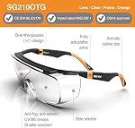 DEX FIT Safety Over Glasses SG210 OTG; Fit Over Your Eyewear, Z87, Fog & Scratch Resistant, Adjustable, UV Protective