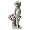 Design toscano frances the flower girl outdoor garden statue with planter 21 inch tall cast stone resin antique stone finish  urban country home decor