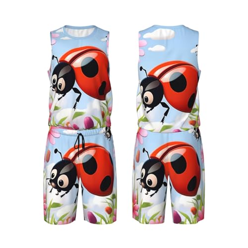 Maillot de basket-ball 2 pièces homme short athlétique respirant motif coccinelle
