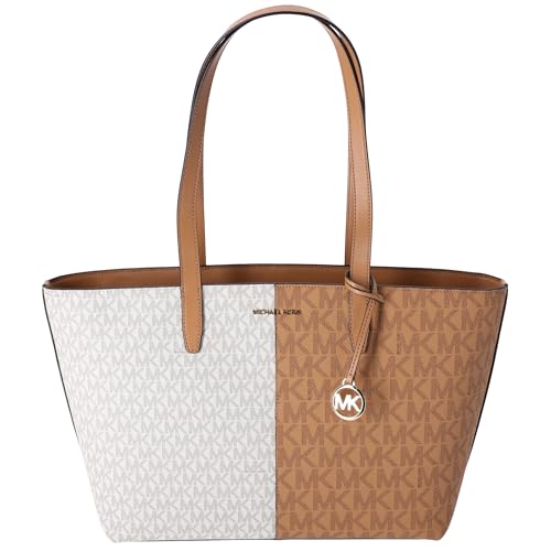 Michael Kors Jet Set Travel Medium Zip Top Tote Deer Multi Vanilla MK Signature