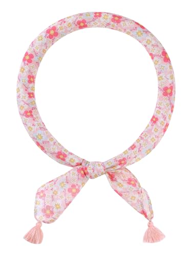 Women's Floral Printed Square Scarves, 23.6X23.6 Flowers Tassel Gauze Headscarf Neckerchief