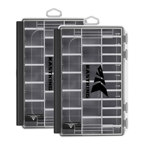 KastKing HyperSeal Waterproof Tackle Box, 3600 and 3700 Tackle Trays, Fishing Tackle Box Organizer with Removable Dividers, Lure Box and Terminal Tackle Storage,Black