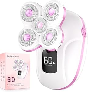 Electric Razors for Women, Rechargeable Rotary Painless Shaver for Legs Bikini Facial Hair Removal, Body Wet/Dry Razor Water Resistant Grooming Kit, Cordless Womens Trimmer for Grooming (Pink)