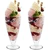 HEFTMAN Ice Cream Sundae Glasses - Set of 2 Tall 350ml Milkshake Glasses with Classic, Clear Design - Retro American Diner Style Knickerbocker Glory Glasses, Dishwasher Safe Dessert Glasses (2 Pack)