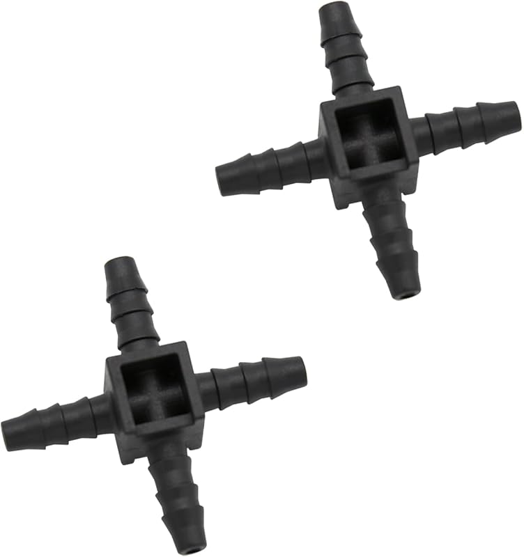 Conector cruzado para mangueira de combustível KRD PERFORMANCE com espigão de 5,3 mm – Pacote com 2 unidades