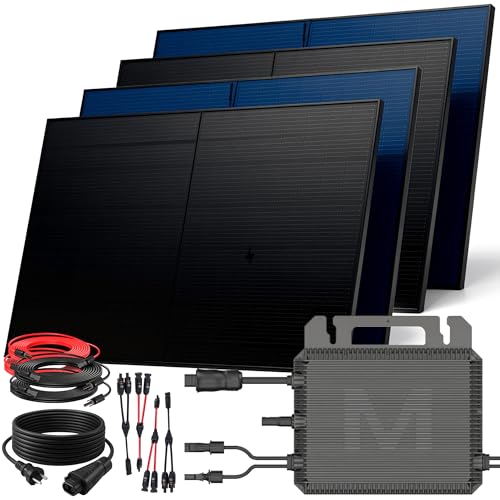 SUNNIVA 2000W Balkonkraftwerk BIFAZIAL FULLBLACK komplett Steckdose MARSTEK 800W Wechselrichter PV Solaranlage 4x 500W Glas Solarmodule inkl. 5m Kabel Bluetooth WIFI Komplettset