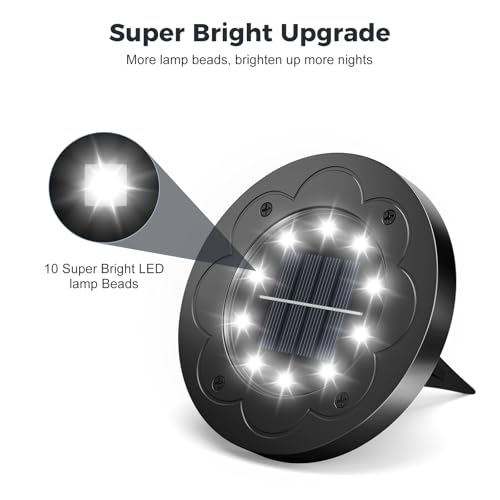 Brightown Solar Lights Outdoor Waterproof, 12 Packs LED In-Ground Solar Yard Lights for Yard, Patio, Garden, Lawn, Deck, Outside, Pathway, Driveway, Walkway, Sidewalk, Cold White