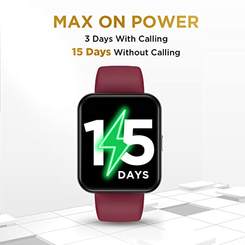 Image of GIZMORE Gizfit Blaze Max 1.85 inch IPS Display with 240 x 280 px | 450 NITS Brightness BT Calling Edge to Edge Display, Voice Assistance, Bluetooth Smartwatch (Burgundy)
