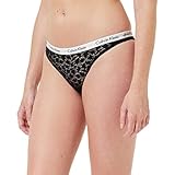 Vita elasticizzata con logo. Calvin Klein Slip Brasiliana Donna con Pizzo, Nero (Black), S