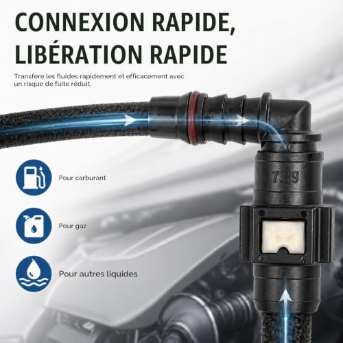 Huxiny Connecteur De Carburant sans Fuite, 2 pièces Connecteur Rapide pour Tuyau De Carburant, Connecteur De Carburant Résistant, Raccord De Carburant Compact, Installation Facile, 6mm ID6 – vue 5