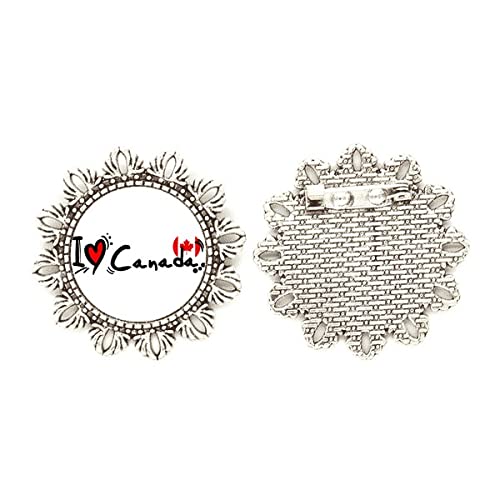 Broche de plata con diseño de corazón I Love Canada mediano para regalar