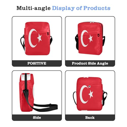 Turkey Flag Turkish Red small messenger bag for women crossbody bag men Cross Body Purse Adjustable Strap for work Travel4