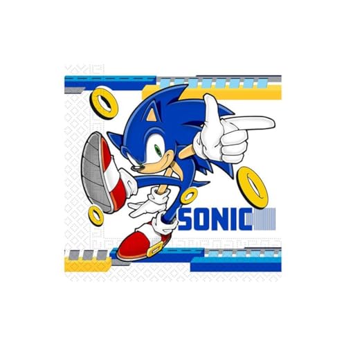 0924 - Lot de 20 serviettes en papier Sonic - Idéales pour les fêtes et les anniversaires
