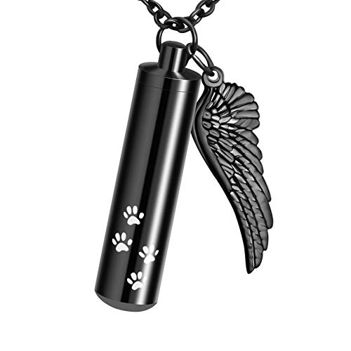 Xiuda Dog Ashes Necklace Cylinder With Angel Wing Charm Urn Necklaces Pendant Cremation Jewelry #TOP3