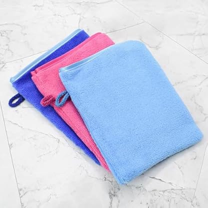 QJIRZB Waschlappen Gesicht Mikrofaser-Waschhandschuhe Weicher Waschhandschuh Flanell,Weich,Starke Wasseraufnahme Handschuhe, europäischer Stil, Waschlappen, 15 x 20 cm (6 Farben) – Bild 3