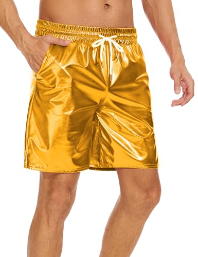 Zerbala Men's Metallic Shorts Shiny Rave Shiny Sparkly Shorts with Pockets2