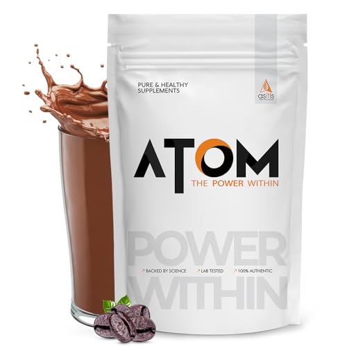 AS-IT-IS Nutrition ATOM Plant Protein Complex I Clinically Tested Whey Protein Equivalent I 26g Protein I Ashwagandha-Infused Vegan Protein - 1kg, Cafe Latte